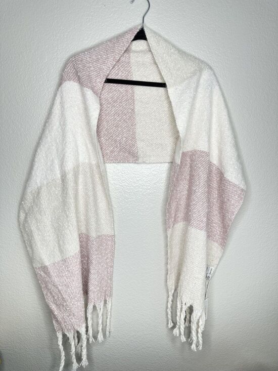 Gentle Fawn Accessories - Gentle Fawn Scarf Womens One Size Cream Pink Colorblock Plaid Fringe Soft Cozy